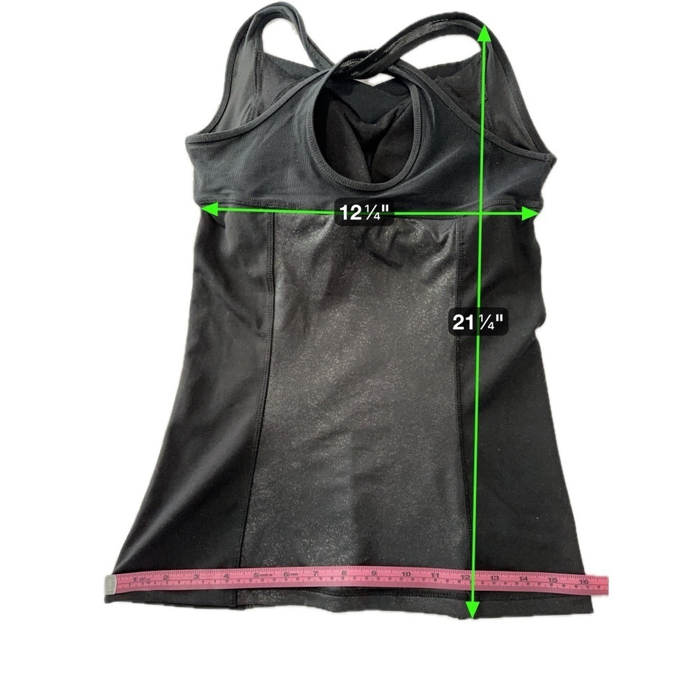 Cynthia Rowley Black Shimmer Active Tank Top Built-In Bra XS - Picture 6 of 15
